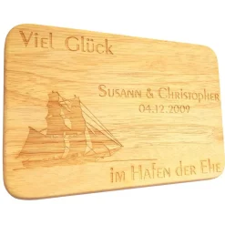 Brotbrett Hochzeit Gravur Frühstücksbrett Heirat Hochzeitsgeschenk mit Wunschgravur Wunschtext