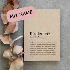 Bruderherz Karte Kraftpapier personalisiert – Geschenk für Bruder Definition A6 – stilvolle Typografie Karte mit Name