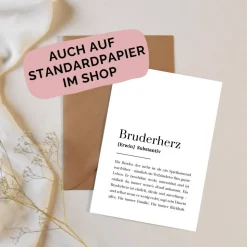 Bruderherz Karte Kraftpapier personalisiert – Geschenk für Bruder Definition A6 – stilvolle Typografie Karte mit Name