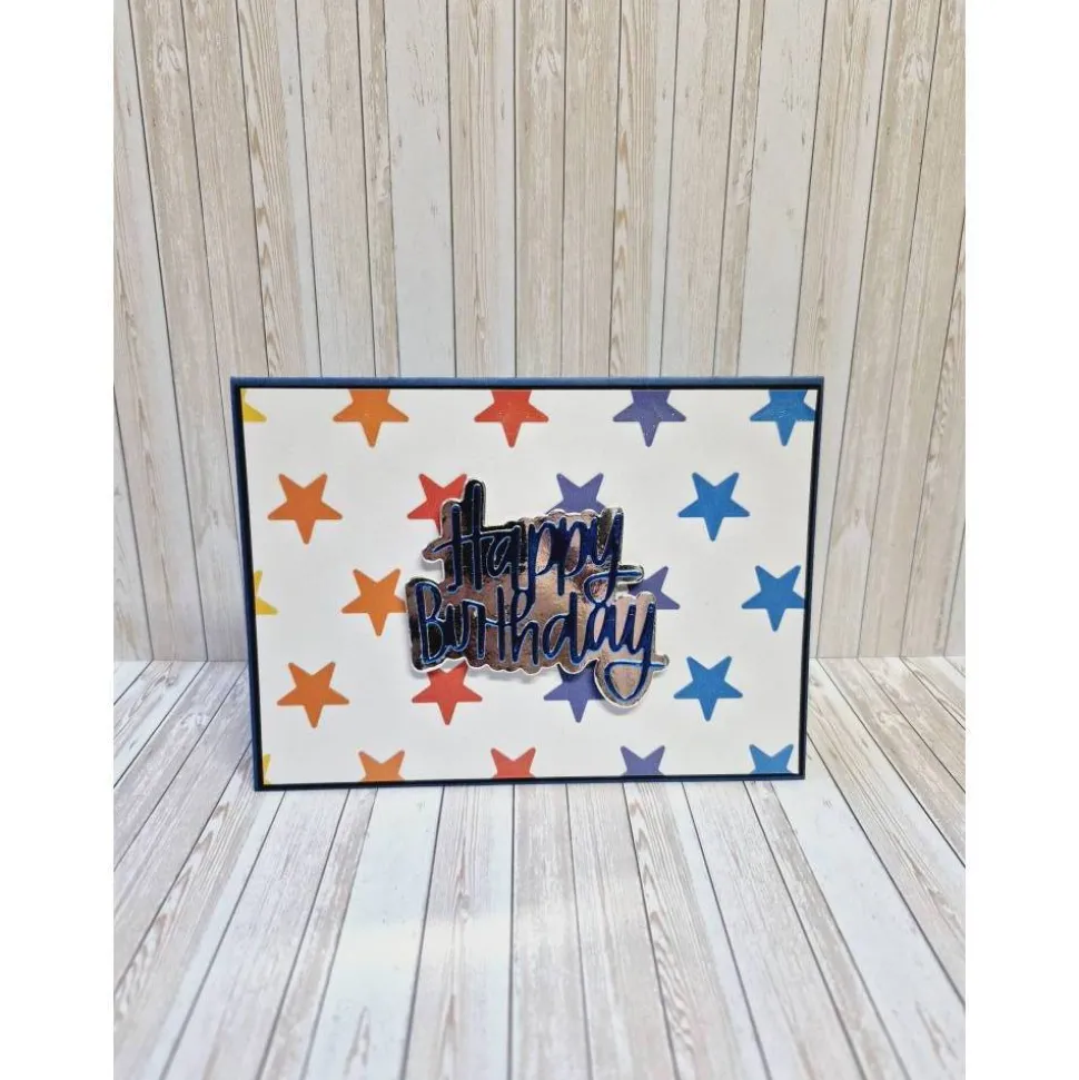 Bunte Geburtstagskarte mit Sternen – Handgemacht, 14,5 x 10,5 cm, mit Umschlag und Einlegeblatt