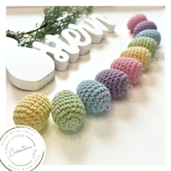 Bunte gehäkelte Ostereier Set aus Baumwolle – Frühlingszarte Regenbogenfarben