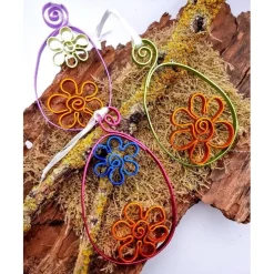 Bunte Ostereier Blumenanhänger für den Osterstrauß 2er Set