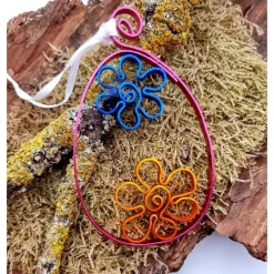 Bunte Ostereier Blumenanhänger für den Osterstrauß 2er Set