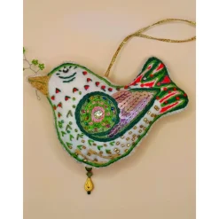 Bunter Vogel-Anhänger aus Filz, Vogel bestickt und mit Perlen verziert, Vogel Dekoration, Folklore Vogel aus Stoff