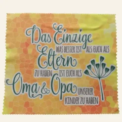 buntes Brillenputztuch mit collen Sprüchen zum Verschenken und Freude bereiten