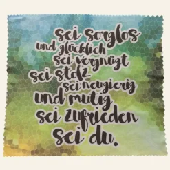 buntes Brillenputztuch mit collen Sprüchen zum Verschenken und Freude bereiten