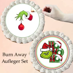 Burn Away Tortenaufleger Grinch Weihnachten Tortendeko Esspapier Fondant anzünden Brennbarer Aufleger