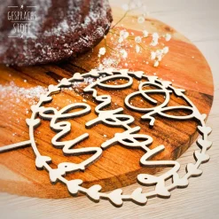 Cake Topper Holz "oh happy day", Hochzeitstorte/Geburtstagstorte, Kuchendekoration/Tortenstecker/Kuchenstecker
