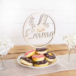 Cake Topper Taufe I Taube I Tortendeko Kommunion I Tortenaufsatz Konfirmation I Kuchen Deko personalisiert mit Name I fü