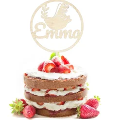 Cake Topper Taufe I Taube I Tortendeko Kommunion I Tortenaufsatz Konfirmation I Kuchen Deko personalisiert mit Name I fü