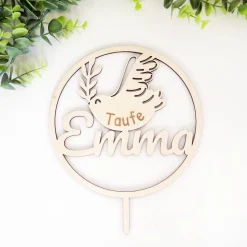 Cake Topper Taufe I Taube I Tortendeko Kommunion I Tortenaufsatz Konfirmation I Kuchen Deko personalisiert mit Name I fü