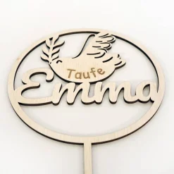 Cake Topper Taufe I Taube I Tortendeko Kommunion I Tortenaufsatz Konfirmation I Kuchen Deko personalisiert mit Name I fü