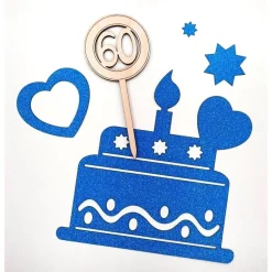 Cake Topper Tortendekoration Holz 60. Geburtstag Tortenstecker Torte Deko Kuchenstecker Tortendekoration DIY