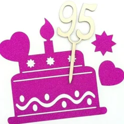Cake Topper Tortendekoration Holz 95. Geburtstag Tortenstecker Torte Deko Kuchenstecker Tortendekoration DIY