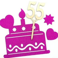 Cake Topper Tortendekoration Holz 55. Geburtstag Tortenstecker Torte Deko Kuchenstecker Tortendekoration DIY