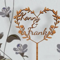 Caketopper aus Holz in Herzform - Hochzeit mit Holzdeko für Ihre einzigartige Hochzeitstorte - Tortenaufleger