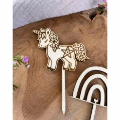 Caketopper Einhorn Regenbogen Kindergeburtstag / Kuchenstecker Cake Topper Unicorn Rainbow / Cupcake Muffins