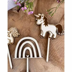 Caketopper Einhorn Regenbogen Kindergeburtstag / Kuchenstecker Cake Topper Unicorn Rainbow / Cupcake Muffins