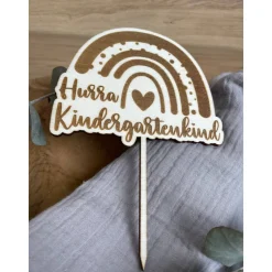 Caketopper "Hurra Kindergartenkind" / Kuchendeko Regenbogen Kindergarten