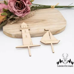 Caketopper Leuchtturm und Boot –  Kuchenaufsatz für Geburtstage & Partys