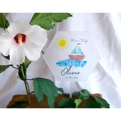 Caketopper Pflanzenstecker Acryl Holz Segelboot