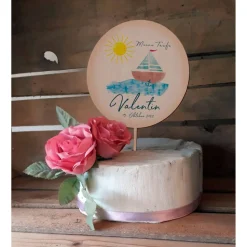Caketopper Pflanzenstecker Acryl Holz Segelboot