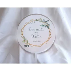 Caketopper Pflanzenstecker Acryl Holz Design Bernadette