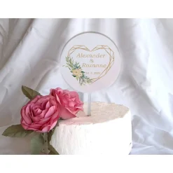 Caketopper Pflanzenstecker Acryl Holz Geometric Heart