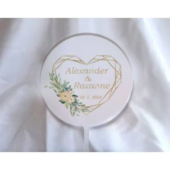 Caketopper Pflanzenstecker Acryl Holz Geometric Heart