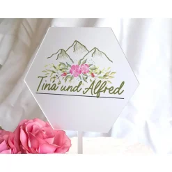 Caketopper Pflanzenstecker Acryl Holz Bergliebe