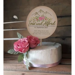 Caketopper Pflanzenstecker Acryl Holz Bergliebe