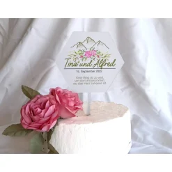 Caketopper Pflanzenstecker Acryl Holz Bergliebe