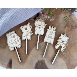 Caketopper Tierparty Kindergeburtstag / Kuchenstecker Safari / Dschungel  Party / Tiere Bär Löwe Tiger Koala / Cake Topp