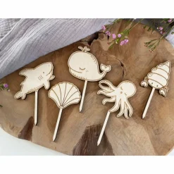 Caketopper Unterwasserwelt Kindergeburtstag / Meerestiere Wal Muschel Krebs Hai / Kuchenstecker Cake Topper / Cupcake
