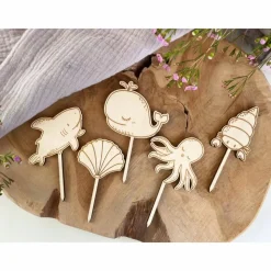 Caketopper Unterwasserwelt Kindergeburtstag / Meerestiere Wal Muschel Krebs Hai / Kuchenstecker Cake Topper / Cupcake