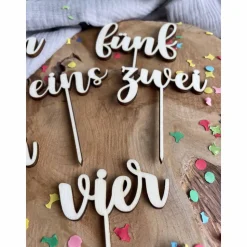 Caketopper Zahlen / Cake Topper Geburtstagszahlen für Kuchen / Holzzahlen Geburtstagskuchen / Zahl ausgeschrieben