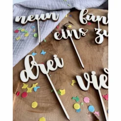 Caketopper Zahlen / Cake Topper Geburtstagszahlen für Kuchen / Holzzahlen Geburtstagskuchen / Zahl ausgeschrieben