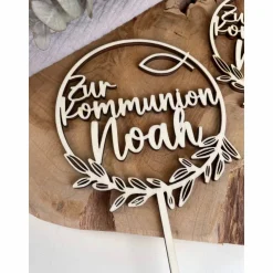 Caketopper zur Kommunion / Konfirmation / Taufe / Kuchendeko Cake Topper mit Fisch oder Taube / Kuchenstecker personalis