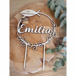 Caketopper zur Kommunion / Kuchendeko Cake Topper mit Fisch Kuchenstecker Konfirmation Taufe