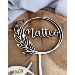 Caketopper zur Taufe / Kommunion / Konfirmation / Geburtstag / Kuchendeko personalisiert mit Namen / Fisch mit Datum