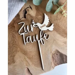 Caketopper zur Taufe / Kuchendeko personalisiert mit Namen / Cake Topper Taufe mit Taube