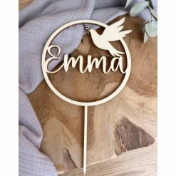 Caketopper zur Taufe Kommunion Konfirmation mit Namen / Kuchendeko personalisiert mit Taube / Cake Topper
