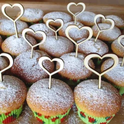 Caketopper-Set für Muffins und Cupcakes Herz Sophie aus Holz