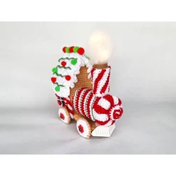 Candy-Weihnachtszug gehäkelt – Lokomotive mit Beleuchtung & Geschenkfach, Adventskalender Deko