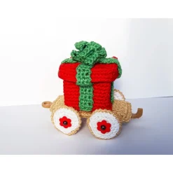 Candy-Weihnachtszug gehäkelt – Lokomotive mit Beleuchtung & Geschenkfach, Adventskalender Deko