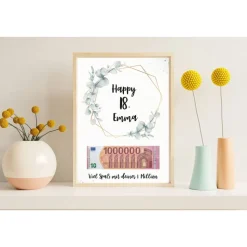 CANVA Design | Geldgeschenk 18. Geburtstag | persönliches Geburtstagsgeschenk Tochter Sohn | PDF Datei | Eukalyptus