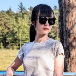 Cat Eye Sonnenbrille - Personalisierte Sommer Geschenke für Frauen - Schwarze Brille mit Polarisation und opt. Sehstärke