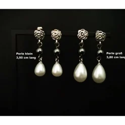 Charivari , Kette, Ohrringe fürs Dirndl, Dirnd- Schmuck, Hämatit und Perlen