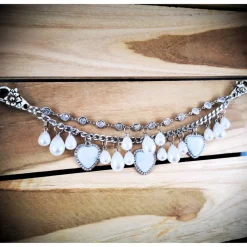 Charivari , Kette, Ohrringe fürs Dirndl, Dirnd- Schmuck, Herz und Perlen