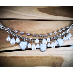 Charivari , Kette, Ohrringe fürs Dirndl, Dirnd- Schmuck, Herz und Perlen